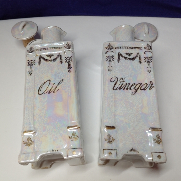 CLEARANCE Antique Oil & Vinegar Cruet Set Lustreware Victoria Czecho-Slovakia - Picture 14 of 15